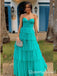 Green Strapless Sweetheart A-line Evening Gown Long Evening Party Prom Dresses ,WGP1252