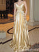 Gold Spaghetti Straps A-line Evening Gown Maxi Long Evening Party Prom Dresses ,WGP1219