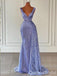 Purple Plunging Mermaid Evening Gown Maxi Long Evening Party Prom Dresses ,WGP1143