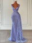 Purple Plunging Mermaid Evening Gown Maxi Long Evening Party Prom Dresses ,WGP1143