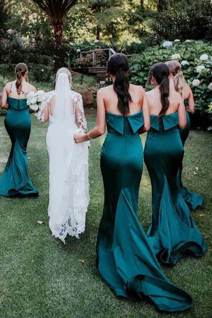 Sexy Mermaid Strapless Cheap Maxi Long Bridesmaid Dresses Online,BDS0149