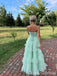 Mint Green Strapless Layer Fluffy Lace Up Back Evening Gown Maxi Long Formal Dresses Prom Dresses with Ruffles,WGP979