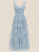 Blue V Neck A-line Party Dress Long Prom Dresses to Impress ,WGP1639