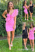 Pink One Shoulder Mermaid Graduation Party Short Homecoming Dresses , QB0810