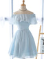 Simple Baby Blue Strapless A-line Graduation Party Homecoming Dresses ,QB0703