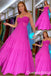 Hot Pink Strapless Sweetheart A-line Fluffy Evening Gown Maxi Long Evening Party Prom Dresses ,WGP1177