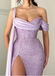 Stunning Shiny Lilac Mermaid Side Slit Party Dress Long Prom Dresses to Impress ,WGP1549