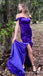 Purple Off Shoulder Sheath Evening Gown Maxi Long Evening Party Prom Dresses with Side Slit ,WGP1152