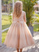 Elegant A-line Jewel Neck Lace Appliques Tulle Flower Girl Dresses with Bow, FGS0052