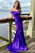 Purple Off Shoulder Sheath Evening Gown Maxi Long Evening Party Prom Dresses with Side Slit ,WGP1152