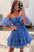 Sexy Unique Off-the-shoulder A-line Strapless Short Homecoming Dresses with Ruffles and Pleats, QB0612