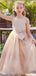 Elegant A-line Jewel Neck Lace Appliques Tulle Flower Girl Dresses with Bow, FGS0052