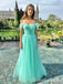 Mint Green Off Shoulder Sweetheart A-line Evening Gown Maxi Long Evening Party Prom Dresses ,WGP1118