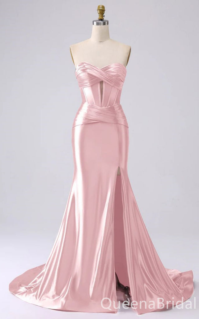 Stylish Mermaid Strapless Sweetheart Side Slit Long Party Dress Prom Dresses,WGP1735