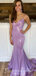 Sparkle Spaghetti Straps Purple Mermaid Plunging Evening Gown Maxi Long Evening Party Prom Dresses ,WGP1078