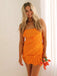 Elegant Orange Strapless Ruffles Simple Cheap Short Homecoming Dresses, QB0484