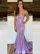 Sparkle Spaghetti Straps Purple Mermaid Plunging Evening Gown Maxi Long Evening Party Prom Dresses ,WGP1078