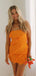 Elegant Orange Strapless Ruffles Simple Cheap Short Homecoming Dresses, QB0484