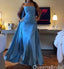 Unique Blue A-line Strapless Evening Gown Maxi Long Evening Party Prom Dresses,WGP1007