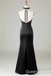 Black Halter Plunging Mermaid Open Back Evening Gown Long Evening Party Prom Dresses ,WGP1264