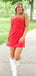 Elegant Red Strapless Simple Cheap Short Homecoming Dresses, QB0483