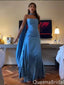 Unique Blue A-line Strapless Evening Gown Maxi Long Evening Party Prom Dresses,WGP1007