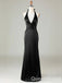 Black Halter Plunging Mermaid Open Back Evening Gown Long Evening Party Prom Dresses ,WGP1264