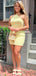 Elegant Light Yellow Halter Simple Cheap Short Homecoming Dresses, QB0482