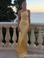 Yellow Sheath One Shoulder Evening Gown Maxi Long Evening Party Prom Dresses ,WGP1149