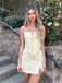 Elegant Light Yellow Spaghetti Straps Simple Cheap Short Homecoming Dresses, QB0479