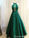 Green Halter A-line Evening Gown Maxi Long Evening Party Prom Dresses,WGP1079