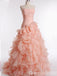 Strapless Ruffles Sweetheart A-line Ball Gown Party Dress Long Prom Dresses to Impress ,WGP1482