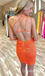 Charming Sexy Orange One Shoulder Open Back  Short Short Homecoming Dresses Tight, QB0621