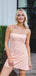 Sexy Cute Simple Pink Spaghetti Straps A-line Short Homecoming Dresses ,QB0656