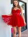 Sexy Strapless Red A-line Sweetheart Homecoming Dresses, CM563