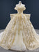 Strapless Gold Sweetheart Lace up Back A-line Ball Gown Party Dress Long Prom Dresses to Impress ,WGP1484