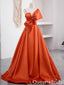 Orange A-line Spaghetti Straps Bow Evening Ball Gown Maxi Long Evening Party Prom Dresses ,WGP1009