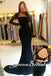 Black Long Sleeves Mermaid Appliques Straight Neck Evening Gown Maxi Long Evening Party Prom Dresses with Trailing,WGP1081