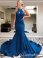 Blue Mermaid Evening Gown Maxi Long Evening Party Prom Dresses with Trailing,WGP1083