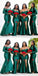 Mismatched Green Mermaid Long Bridesmaid Dresses with Slit ,BDS0216