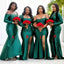 Mismatched Green Mermaid Long Bridesmaid Dresses with Slit ,BDS0216