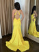 Yellow Spaghetti Straps Mermaid Evening Gown Maxi Long Evening Party Prom Dresses ,WGP1091