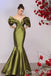 Stunning Green Plunging Mermaid Off the Shoulder Party Dress Long Prom Dresses to Impress ,WGP1501