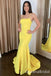 Yellow Spaghetti Straps Mermaid Evening Gown Maxi Long Evening Party Prom Dresses ,WGP1091