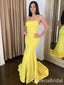 Yellow Spaghetti Straps Mermaid Evening Gown Maxi Long Evening Party Prom Dresses ,WGP1091