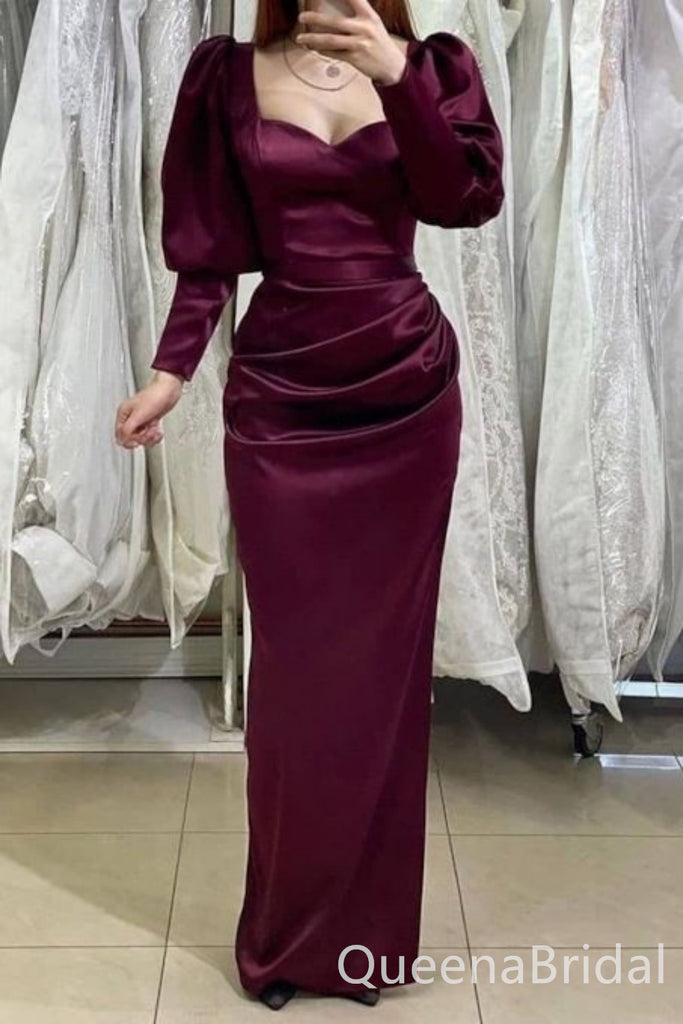 Stylish Long Sleeves Sweetheart Mermaid Evening Gown Maxi Long Evening Party Prom Dresses ,WGP1092