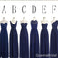 Blue Mismatched Sheath Chiffon Long Bridesmaid Dresses ,BDS0219