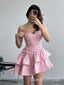 Elegant Pink Ruffles Pleats Mermaid Cheap Simple Short Homecoming Dresses, QB0408