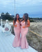 Pink Spaghetti Straps V Neck Mermaid Long Bridesmaid Dresses ,BDS0221