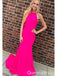 Elegant Halter Bright Pink Strapless Mermaid Evening Prom Dresses,WGP474